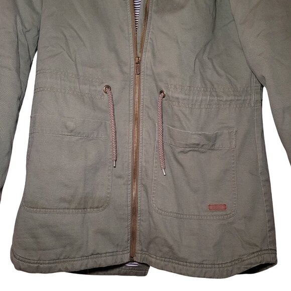 ROXY Army Military Anorak 100% Cotton Striped Lining Sz Small - Picture 9 of 10